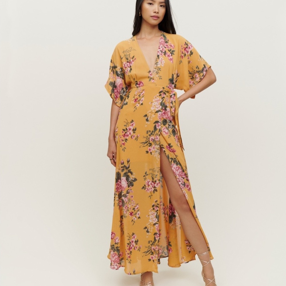 Reformation Yellow Floral Maxi Dress